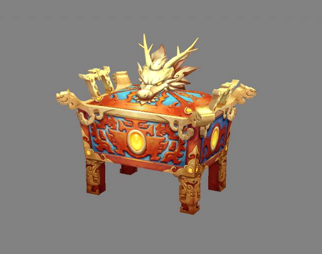 cartoon golden dragon treasure box - bronze tripod