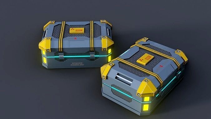 Sci fi Crate Game Ready PBR Textures Low-poly 3D model