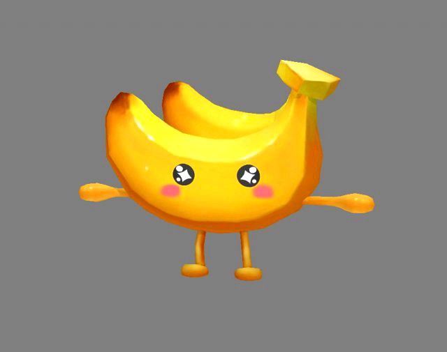 cartoon banana monster - fruit mascot with expression