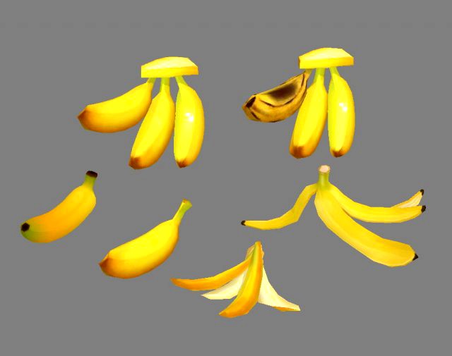 cartoon fruits -bananas - banana peel