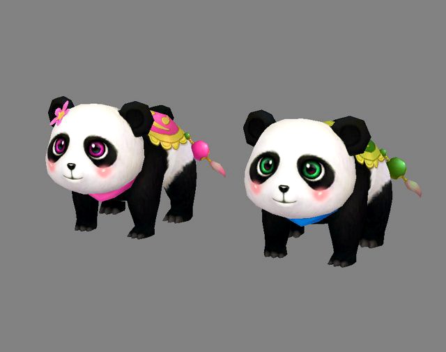 cartoon panda mount - male panda - female panda