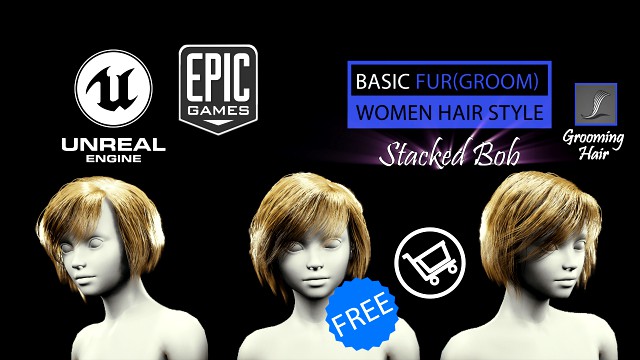 short stacked bob grooming real-time hairstyle unreal engine 4