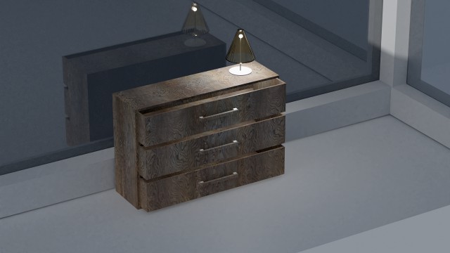 a drawer with a lamp