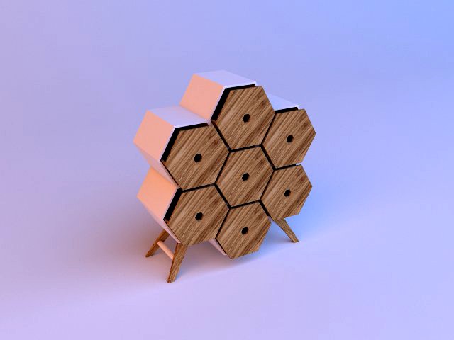 honeycomb wood cupboard