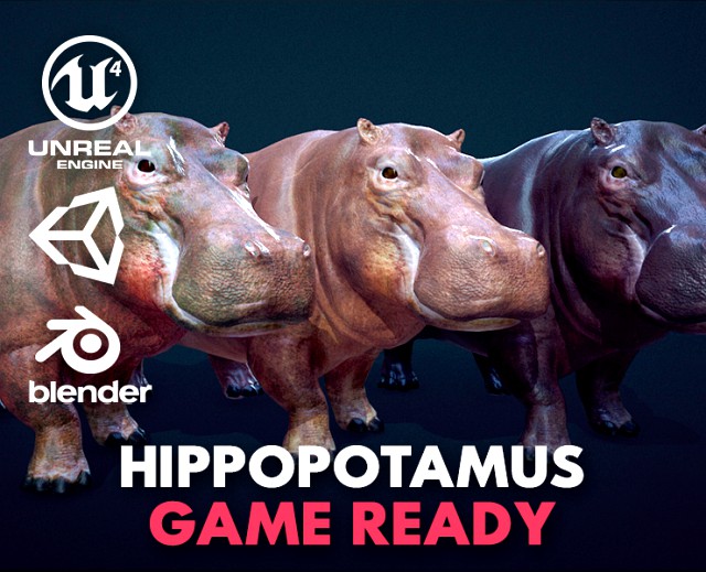 hippopotamus - game ready