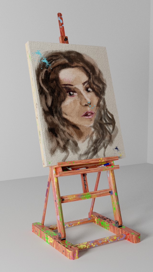 drawing on a paint easel