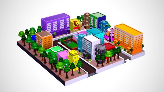 city detail fantasy game low-poly 3d mode