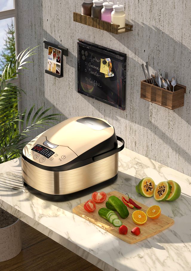 photographic rendering of rice cooker