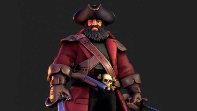 pirate captain pbr low-poly