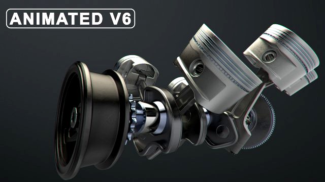 v6 engine working animated