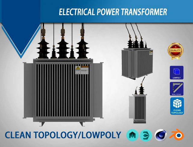 electrical power transformer - lowpoly