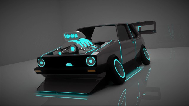 cyberpunk stylized car 3d