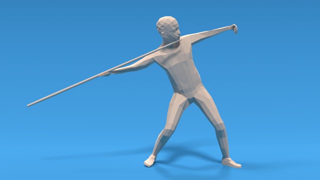 low poly kid javelin throw