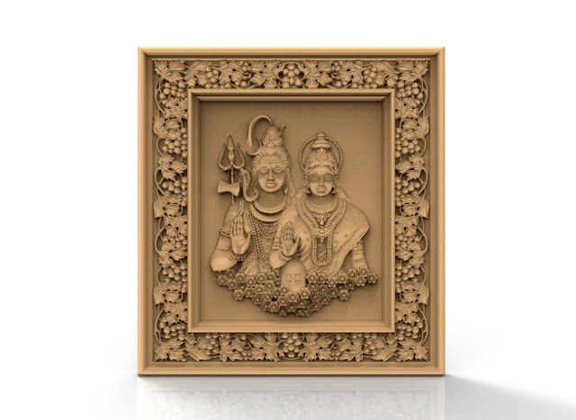 shiv parvati framed 3d relief for vectric and artcam applications