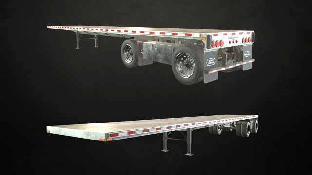 semi trailer flatbed - low poly