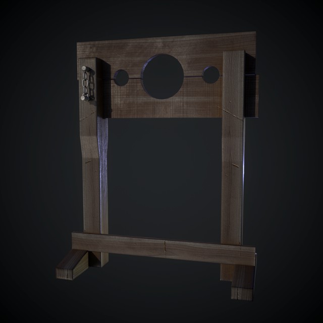 medieval wooden pillory low-poly game-ready
