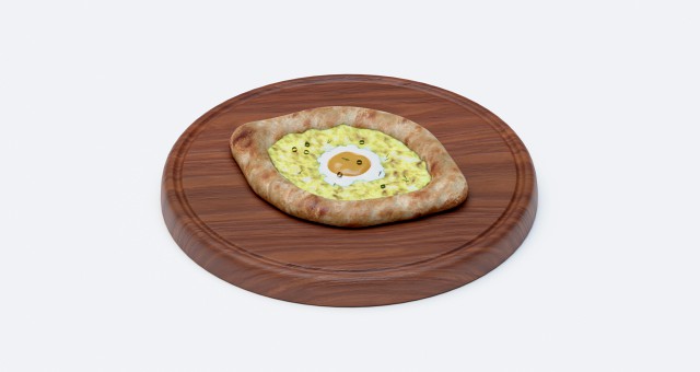 realistic khachapuri bread on a cutting board