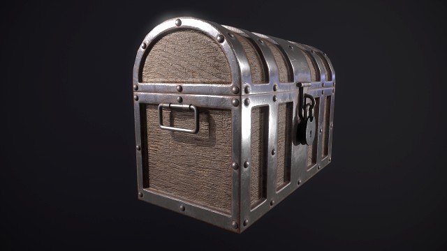 pirate old treasure chest low-poly