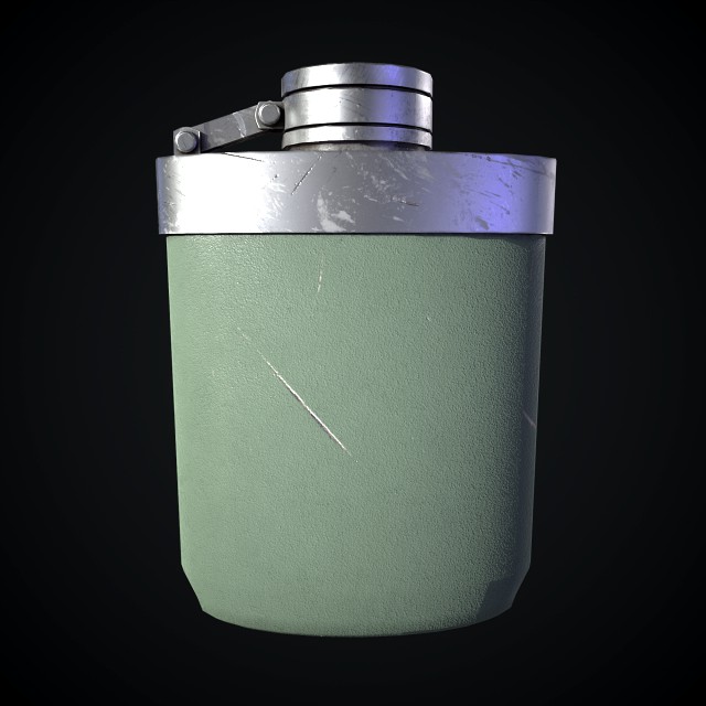 low-poly game-ready army flask