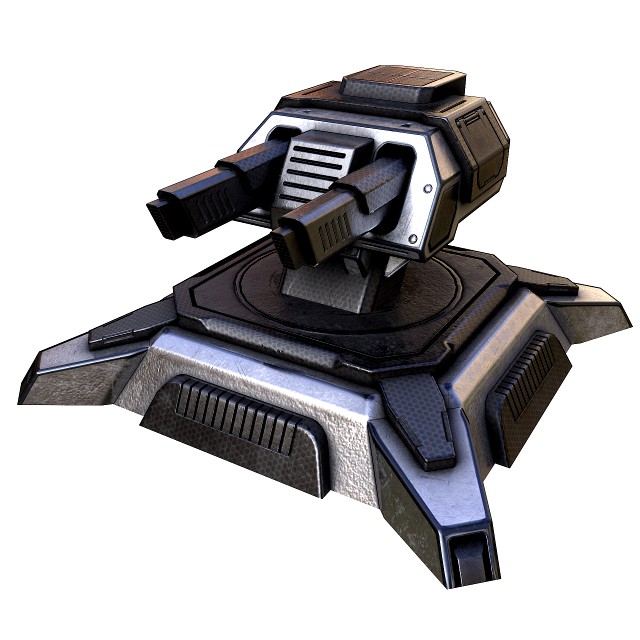 sci-fi turret low-poly