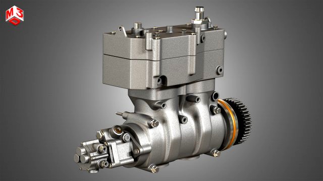 air brake compressor - two piston - mx13 diesel engine