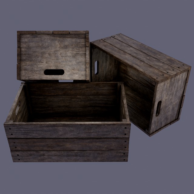 small wood box low-poly