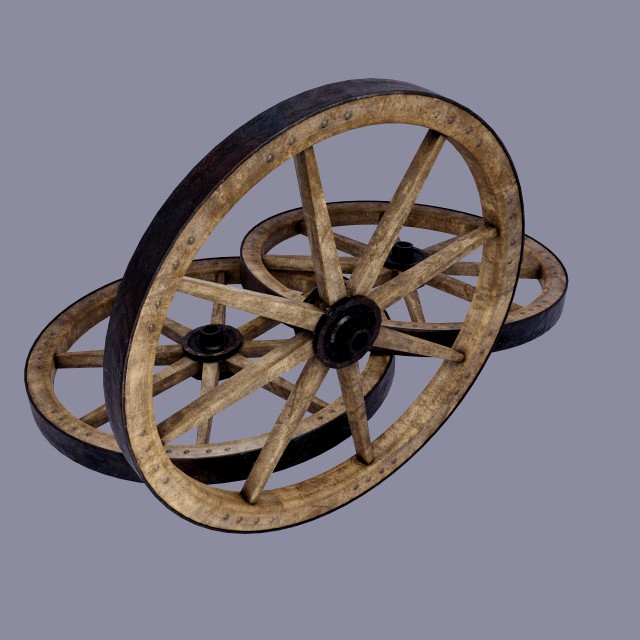 medieval wheel low poly