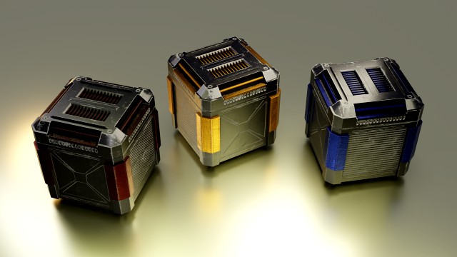 metallic sci-fi box - 3 colors low-poly