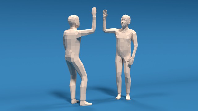 low poly kids high five hands