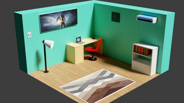 low-poly room