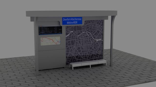 bus stop with lights