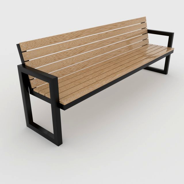 modern outdoor bench steel and wood