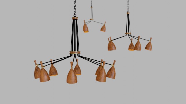 chandelier set - utopia acacia wood - corbett lighting