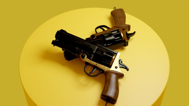black and gold revolver