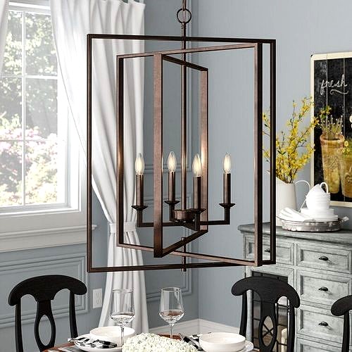 Haile 4 - Light Candle Style Geometric Chandelier - 2 Colour