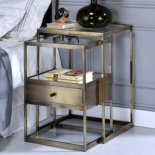Branscome Glass Frame Nesting Tables with Storage