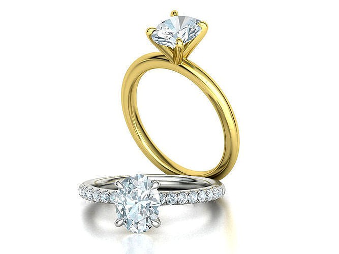 Classic Solitaire Ring with Oval shaped Stone 8x6 3model | 3D