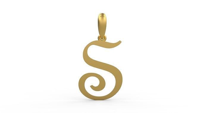 Initial Letters Pendant French Script S | 3D