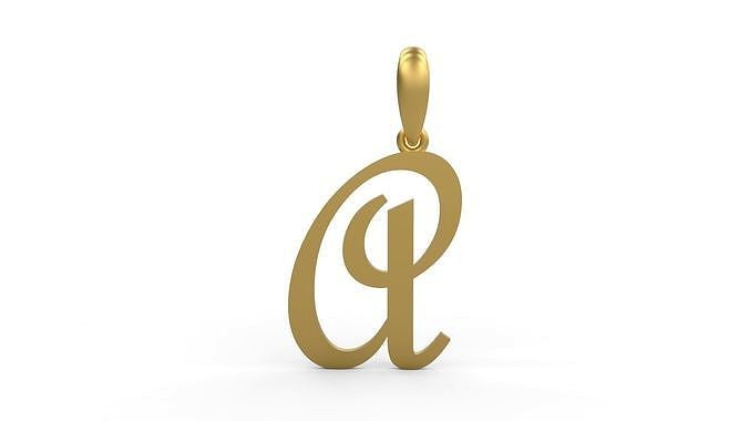 Initial Letters Pendant French Script A | 3D