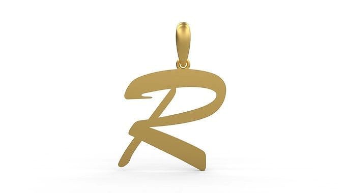 Initial Letters Pendant Brush Script R | 3D