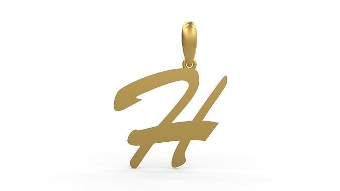 Initial Letters Pendant Brush Script H | 3D