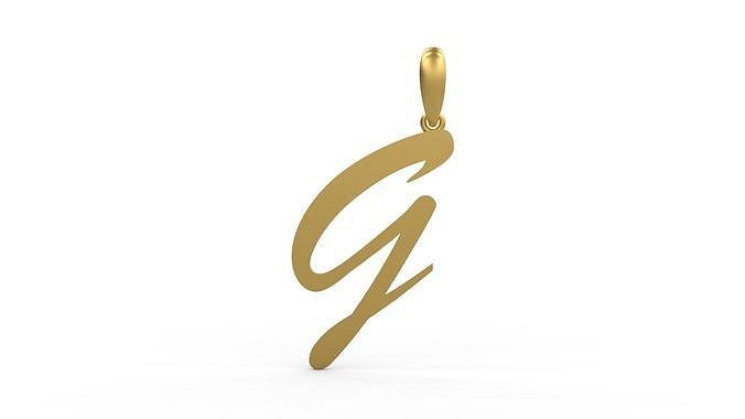 Initial Letters Pendant Brush Script G | 3D
