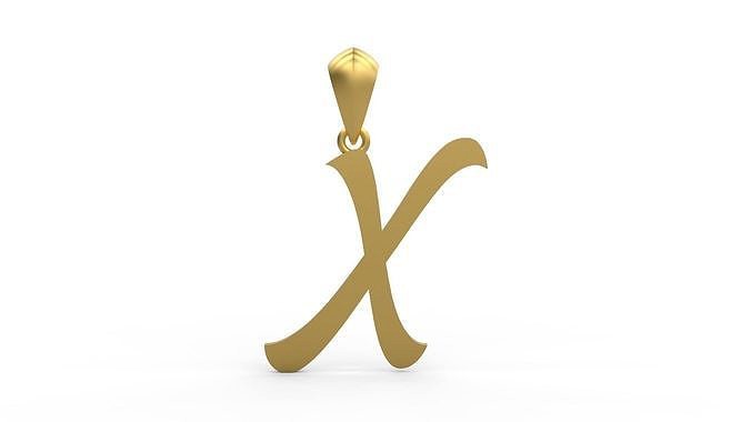 Initial Letters Pendant Ariestha Script X | 3D