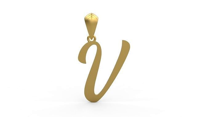Initial Letters Pendant Ariestha Script V | 3D