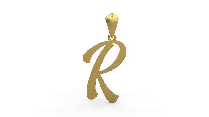 Initial Letters Pendant Ariestha Script R | 3D