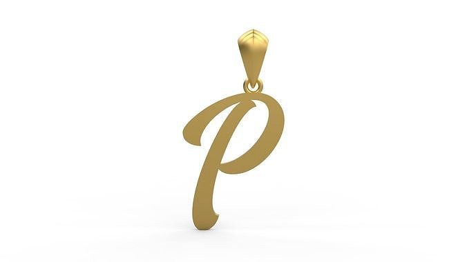 Initial Letters Pendant Ariestha Script P | 3D