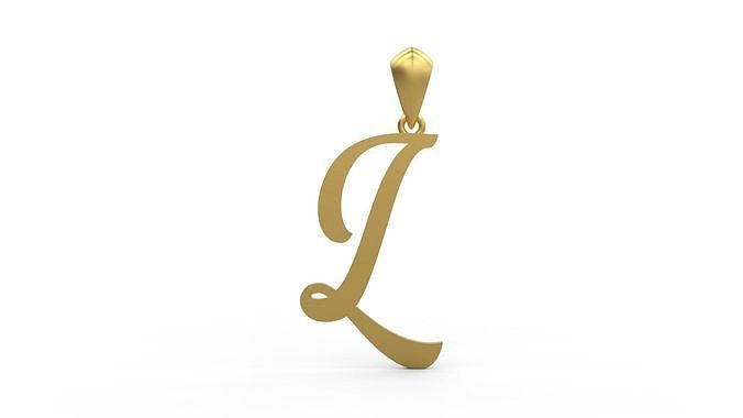 Initial Letters Pendant Ariestha Script L | 3D