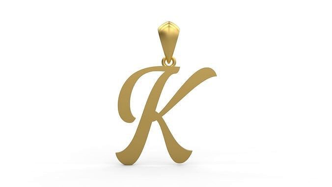 Initial Letters Pendant Ariestha Script K | 3D