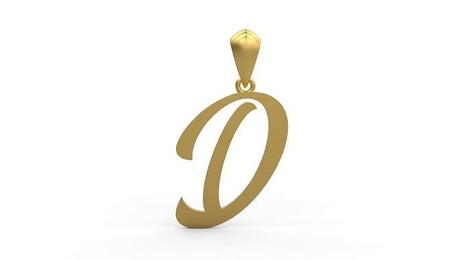 Initial Letters Pendant Ariestha Script D | 3D