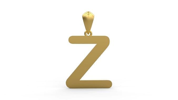 Initial Letters Pendant Arial Rounded Z | 3D